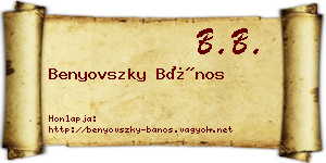 Benyovszky Bános névjegykártya